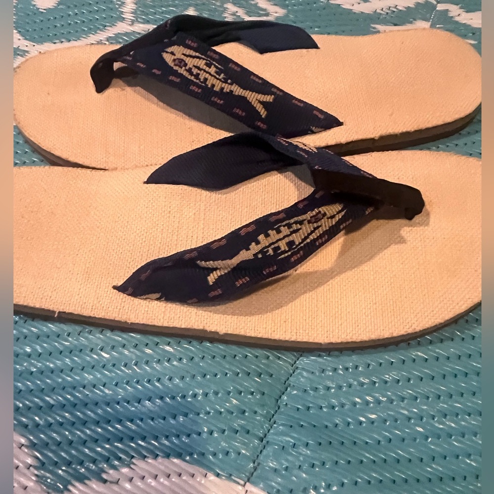 Rainbow Hemp sandals with nylon fish strap